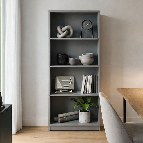 Bibliotecă practică Kendy, Modern, Lemn, Alb - Antracit, 60x30x167 cm