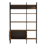 Bibliotecă modernă Rhombo, cu rafturi elegante, finisaj, nuc-negru, 120x35x180 cm