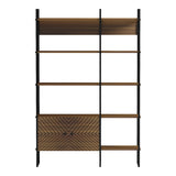 Bibliotecă modernă Rhombo, cu rafturi elegante, finisaj, nuc-negru, 120x35x180 cm