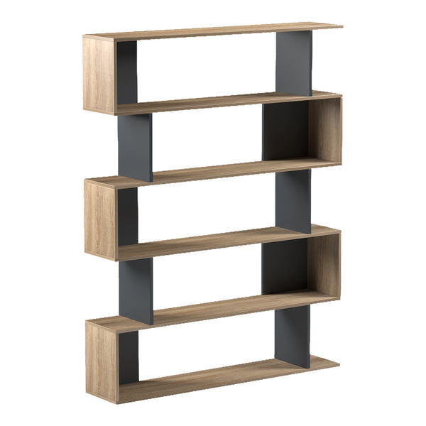 Bibliotecă modernă Tetri , stil Sonoma-Antracit, PAL, 122x26x159 cm.