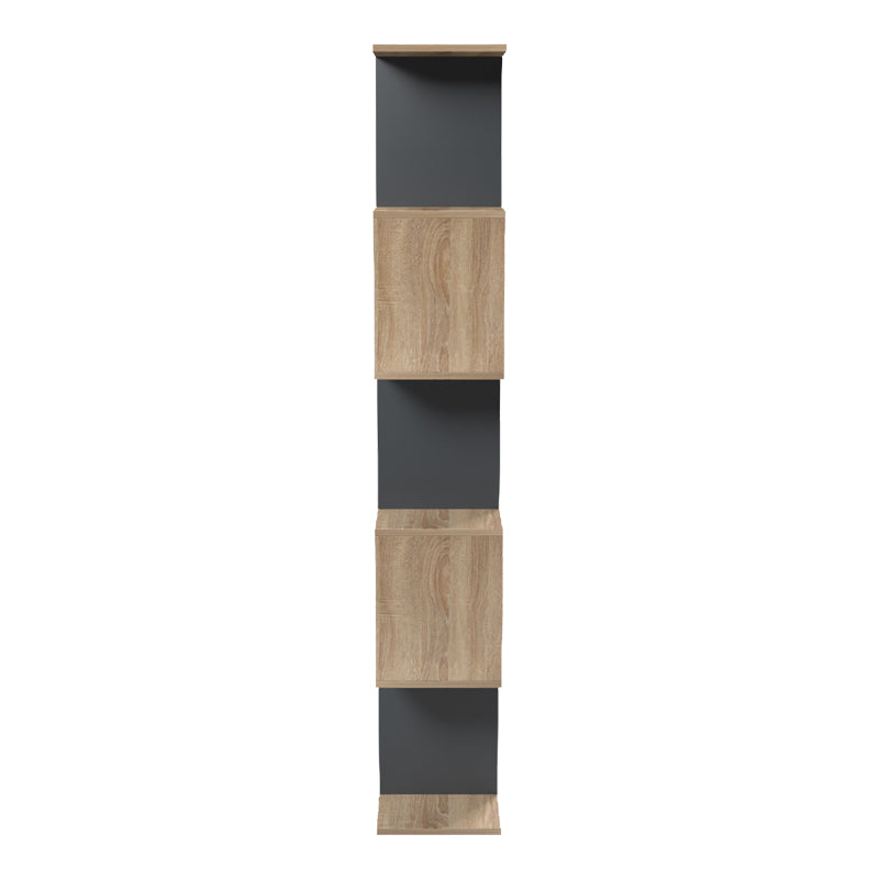 Bibliotecă modernă Tetri , stil Sonoma-Antracit, PAL, 122x26x159 cm.