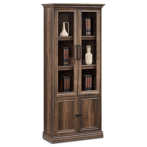 Biblioteca Mozart cu sticla, nuc, 79x38x188 cm