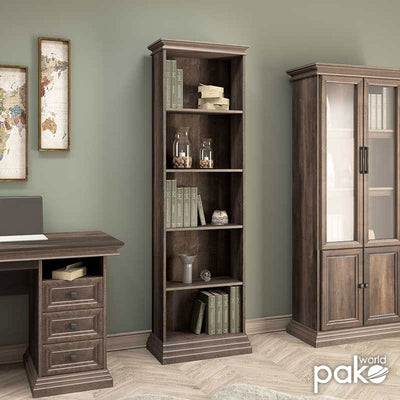 Biblioteca Mozart, nuc, 60x35x203 cm, imagine suplimentara