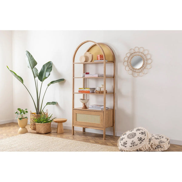 Biblioteca Nala 75 Howard, natural - negru, 75x40x182 cm