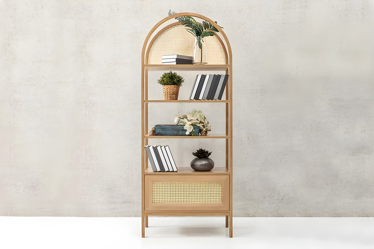 Biblioteca Nala 75 Howard, natural - negru, 75x40x182 cm - Natural