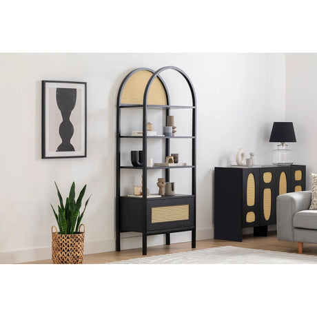 Biblioteca Nala 75 Howard, natural - negru, 75x40x182 cm