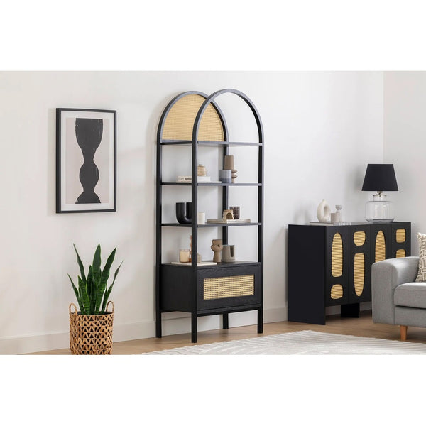 Biblioteca Nala 75 Howard, natural - negru, 75x40x182 cm