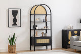 Biblioteca Nala 75 Howard, natural - negru, 75x40x182 cm - Negru