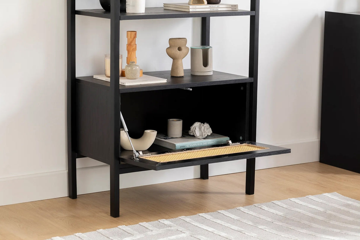 Biblioteca Nala 75 Howard, natural - negru, 75x40x182 cm - Negru