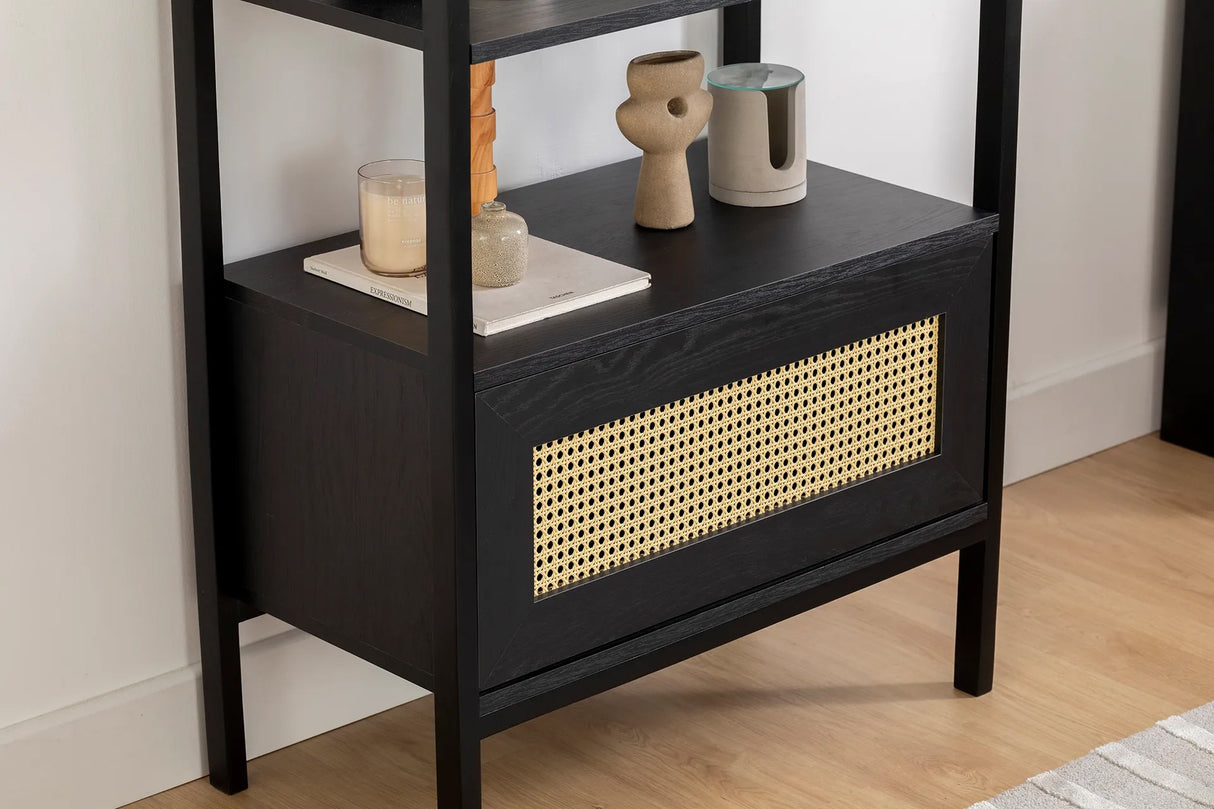 Biblioteca Nala 75 Howard, natural - negru, 75x40x182 cm - Negru
