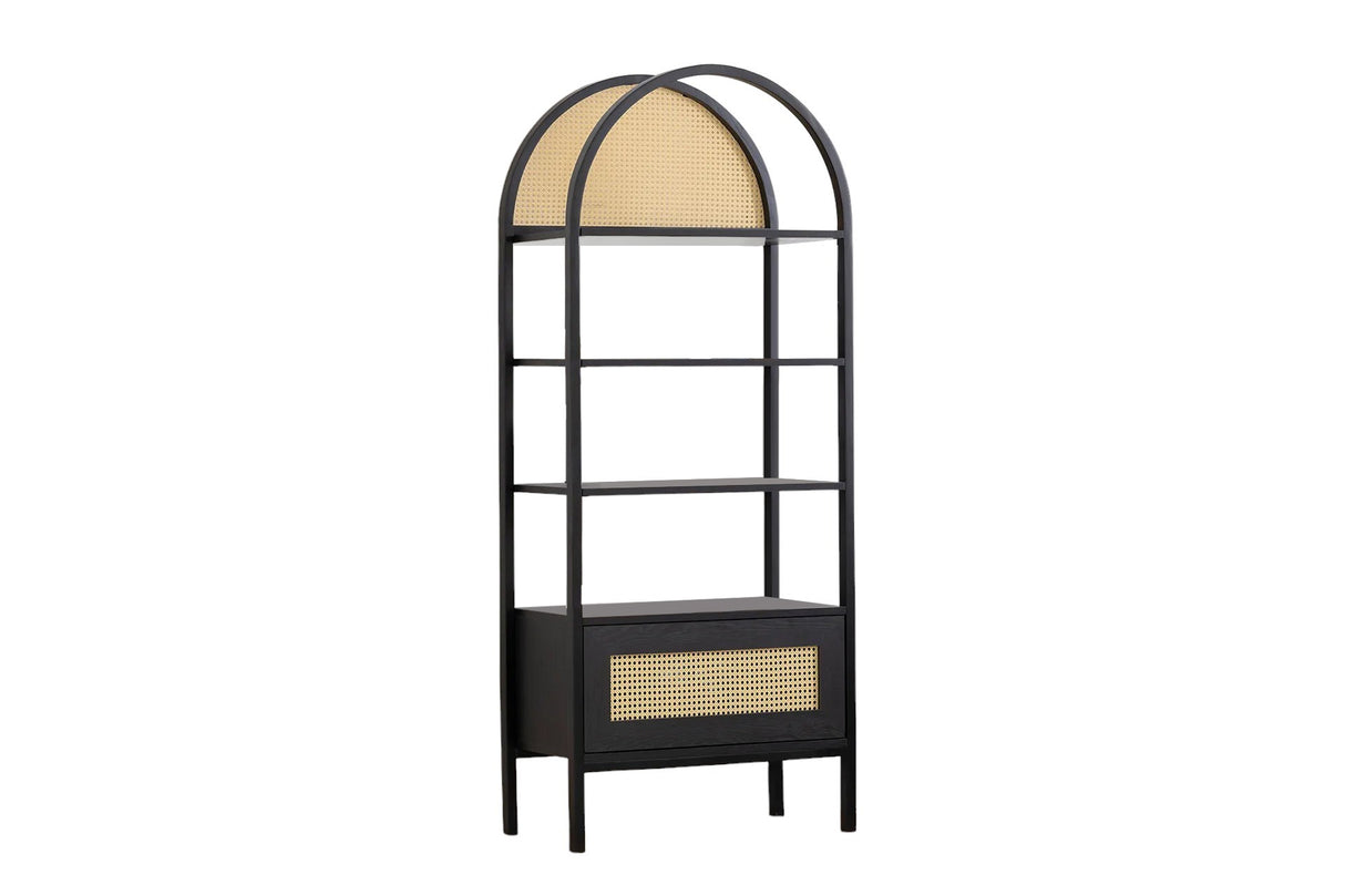 Biblioteca Nala 75 Howard, natural - negru, 75x40x182 cm - Negru