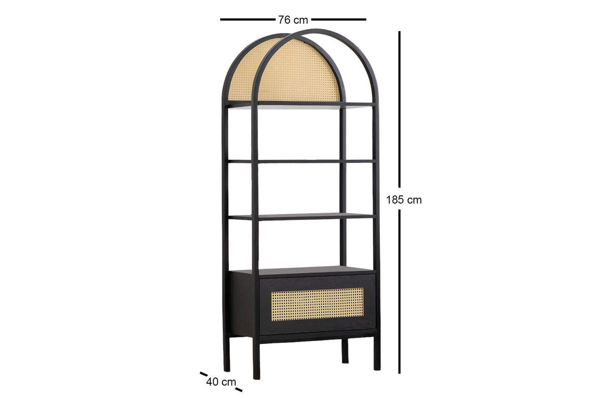 Biblioteca Nala 75 Howard, natural - negru, 75x40x182 cm - Negru