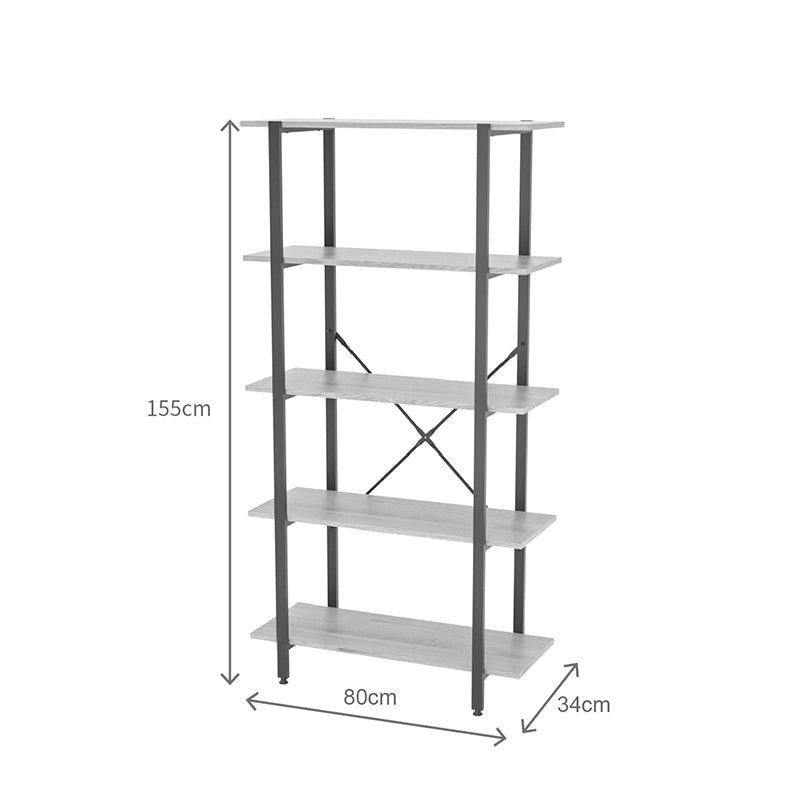 Biblioteca Nebranzo, Metal, Stejar, 80x34x156 cm