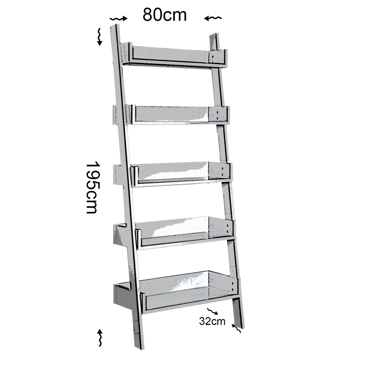 Bibliotecă Only Comforty, stejar - nuc - alb, 80x32x195 cm - Nuc