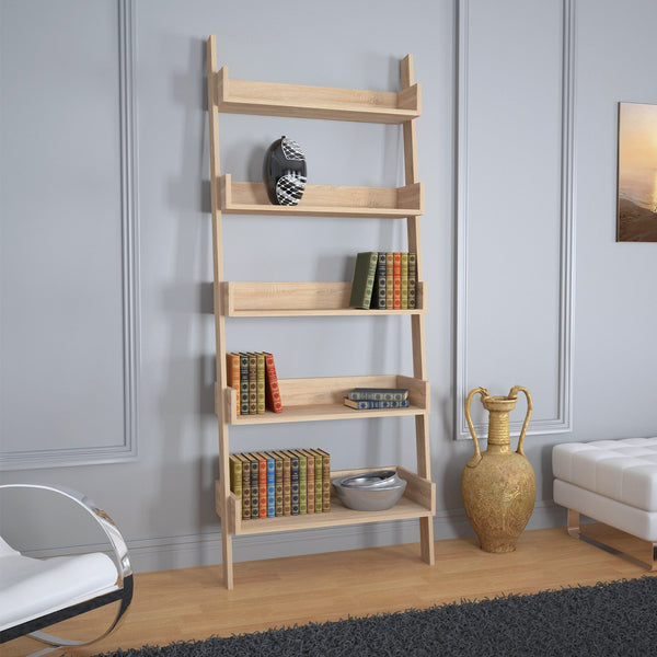Bibliotecă Only Comforty, stejar - nuc - alb, 80x32x195 cm