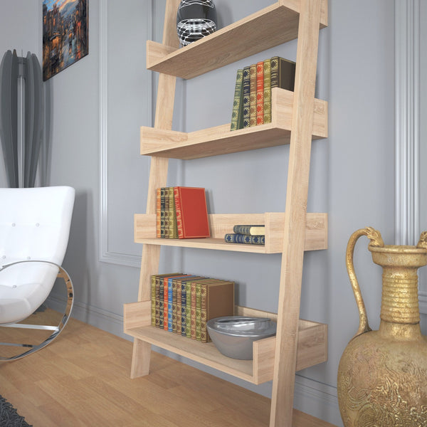 Bibliotecă Only Comforty, stejar - nuc - alb, 80x32x195 cm
