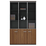 Biblioteca Oscar cu usi din sticla nuc, antracit, 120x40x200 cm
