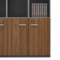 Biblioteca Oscar cu usi din sticla nuc, antracit, 120x40x200 cm, detaliu produs