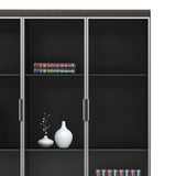 Biblioteca Oscar cu usi din sticla nuc, antracit, 120x40x200 cm