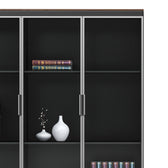 Biblioteca Oscar cu usi din sticla nuc, antracit, 120x40x200 cm, perspectiva suplimentara
