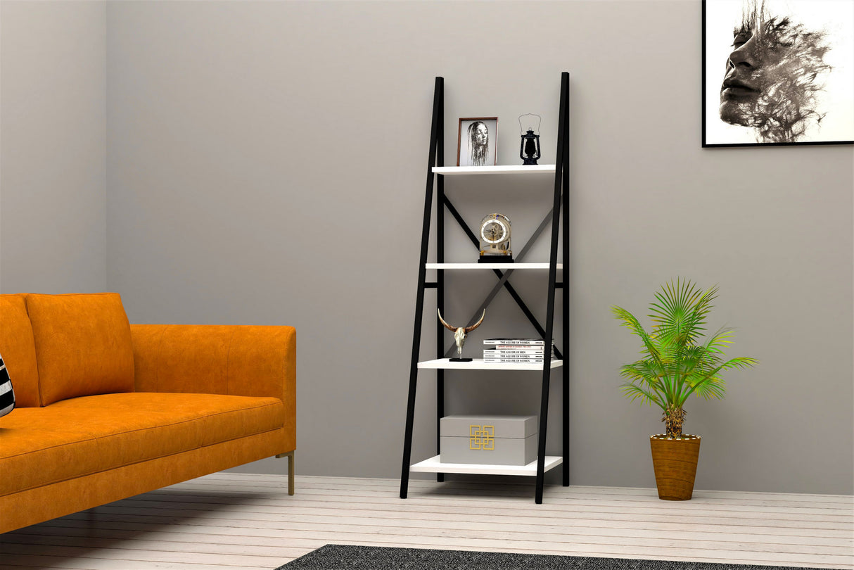 Bibliotecă Passi Puqa Design, nuc - alb, 50x44x150 cm - Alb
