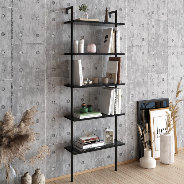 Bibliotecă Paula Hadley, negru - alb, 60x22x30 cm