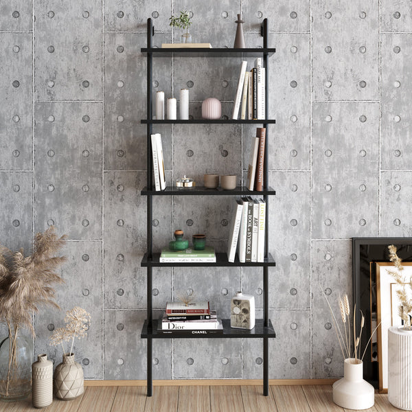 Bibliotecă Paula Hadley, negru - alb, 60x22x30 cm
