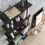 Bibliotecă Paula Hadley, negru - alb, 60x22x30 cm - Negru