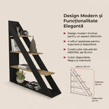 Biblioteca Pisagor cu 4 Rafturi, 120x132x25 cm - Stejar negru