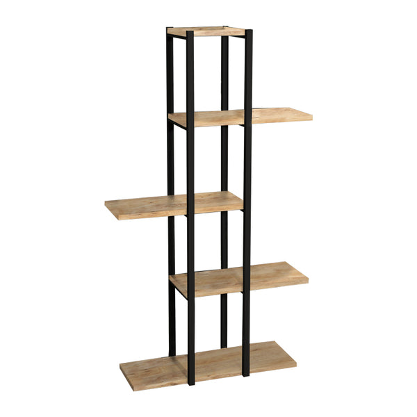Biblioteca Ploko stejar melamin-negru metalic, 60x24x110 cm