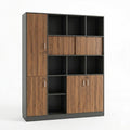 Biblioteca Professional bookcase Bokanza, Antracit-Nuc, 160x40x200 cm Pakoworld, vedere ambient si detalii finisaj, Biblioteca, culoare Antracit-Nuc, dimensiuni 160 40 200 cm