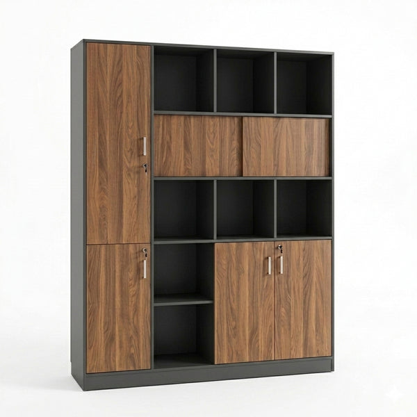 Biblioteca Professional bookcase Bokanza, Antracit-Nuc, 160x40x200 cm