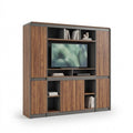 Biblioteca Professional bookcase Oscar, Antracit-Nuc, 200x40x200 cm Pakoworld, vedere ambient si detalii finisaj, Biblioteca, culoare Antracit-Nuc, dimensiuni 200 40 200 cm