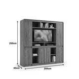 Biblioteca Professional bookcase Oscar, Antracit-Nuc, 200x40x200 cm