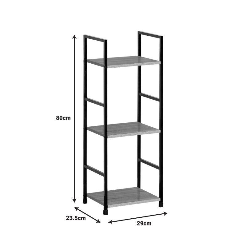 Biblioteca-raft Bitok stejar-otel, negru, 29x24x80 cm
