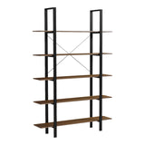 Bibliotecă-Raft cu design modern Varous, Industrial, Metal și Lemn, Nuc, 120x28x180 cm