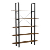 Bibliotecă-Raft cu design modern Varous, Industrial, Metal și Lemn, Nuc, 120x28x180 cm, imagine suplimentara