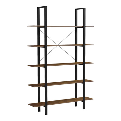 Bibliotecă-Raft cu design modern Varous, Industrial, Metal și Lemn, Nuc, 120x28x180 cm, imagine suplimentara
