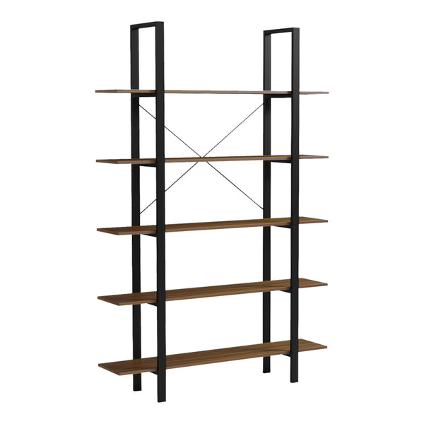 Bibliotecă-Raft cu design modern Varous, Industrial, Metal și Lemn, Nuc, 120x28x180 cm