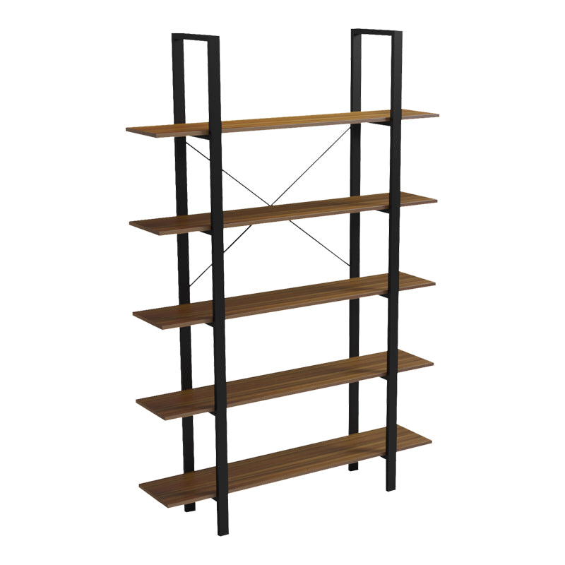 Bibliotecă-Raft cu design modern Varous, Industrial, Metal și Lemn, Nuc, 120x28x180 cm