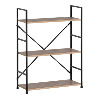 Biblioteca-raft Manlo Natural-otel negru 59x24x80 cm