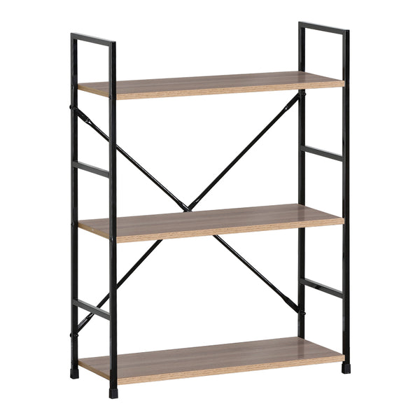 Biblioteca-raft Manlo Natural-otel, negru, 59x24x80 cm