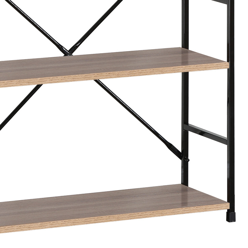 Biblioteca-raft Manlo Natural-otel, negru, 59x24x80 cm