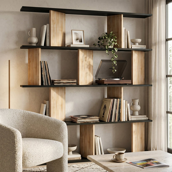 Biblioteca Ratu, Antracit-Stejar - Antracit-Nuc, 120x25x141 cm
