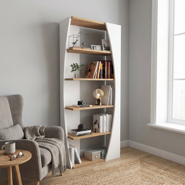 Biblioteca Selge Prag Design, 5 rafturi, 64x150x24 cm