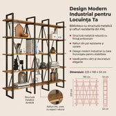Biblioteca Sous cadru Metal, Crem, 220 x 180 x 34 cm