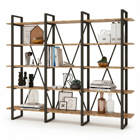 Biblioteca Sous cadru Metal, Crem, 220 x 180 x 34 cm