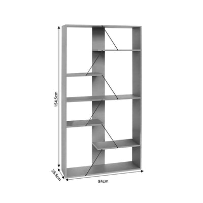 Biblioteca Tars, Gri, 84x26x154 cm, perspectiva suplimentara