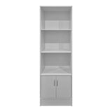 Biblioteca cu rafturi Tekaro, Lemn, Sonoma, 57x33x180 cm - Alb