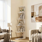 Biblioteca Tlos cu 6 rafturi, diverse culori, 50x150x22 cm - Alb